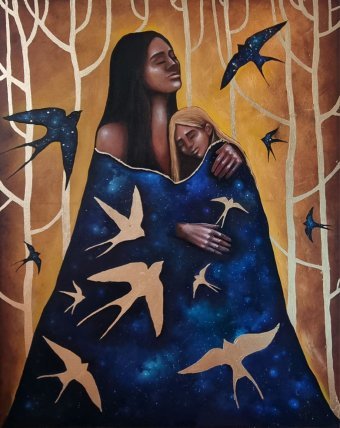 Painting "Connection of Hearts. Eternal Support and Love" by painter LillasArt oil canvas at Jose Art Gallery