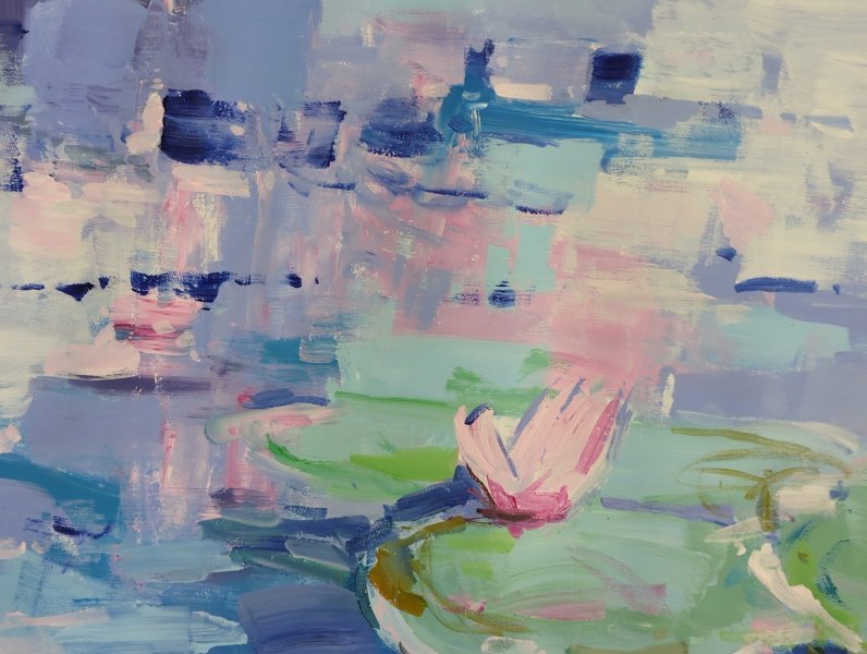 Additional view 1: Expressionism Landscape Painting Water lilies by painter Yehor Dulin acrylic canvas 
