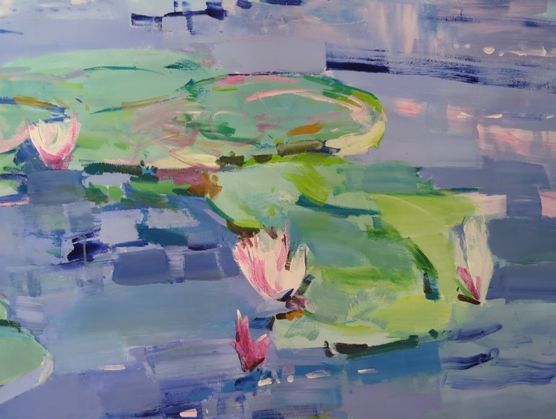 Additional view 2: Expressionism Landscape Painting Water lilies by painter Yehor Dulin acrylic canvas 