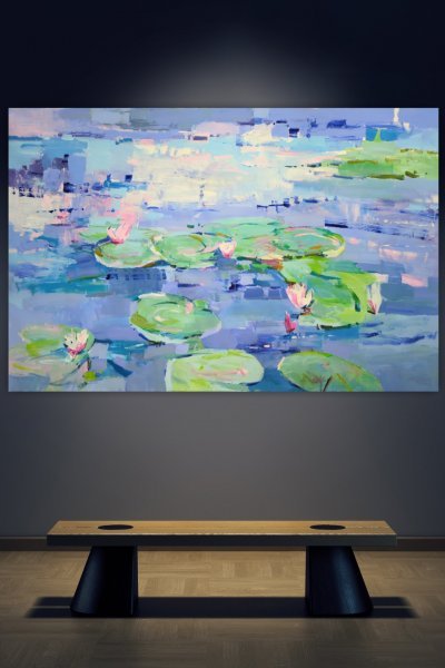 Additional view 3: Expressionism Landscape Painting Water lilies by painter Yehor Dulin acrylic canvas 