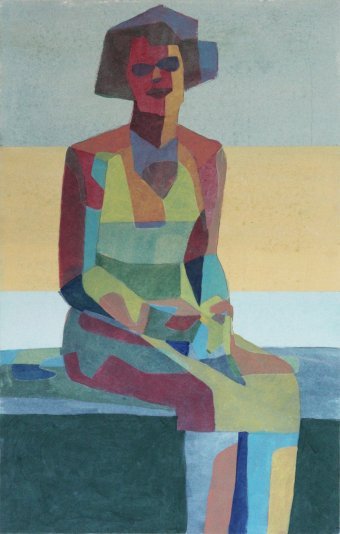 Painting "Seated woman" by painter Martin Singer acrylic paper at Jose Art Gallery