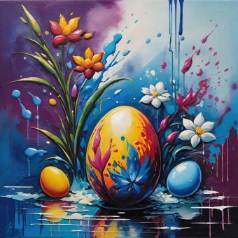 Digital Art "Flora: Easter Holiday Decorations" by digital artist MeaHau at Jose Art Gallery