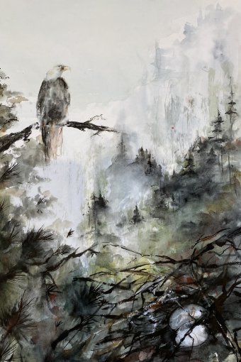 Pintura "Nido del Águila", pintor Vera Minina acuarela papel en Jose Art Gallery