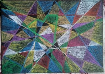 Pittura "Frammenti di particelle di luce colorata", pittore Nana pastello carta alla Jose Art Gallery