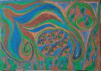 Painting "Spy" by painter Nana pastel paper at Jose Art Gallery