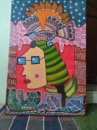 Painting "Nature Beauty Unique Creation Inspired by Flowers" by painter Zainab Banglore oil canvas at Jose Art Gallery