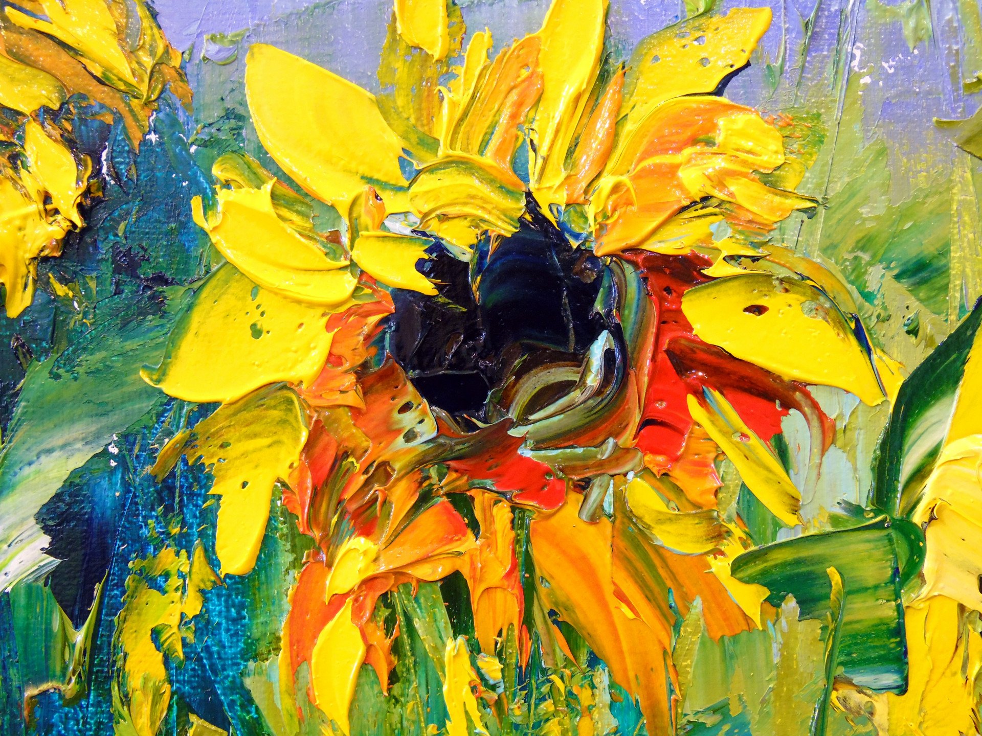 Sunflowers and wind Painting by Olha Darchuk - Jose Art Gallery