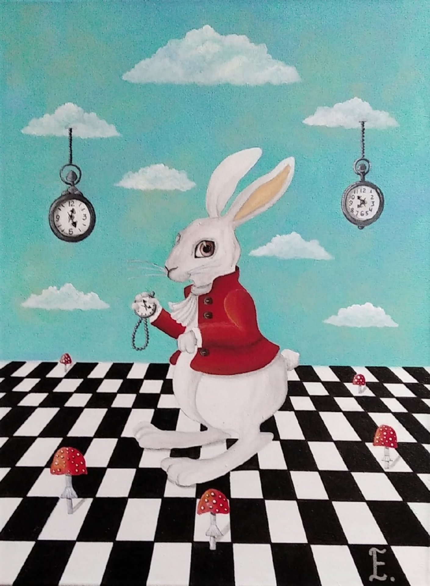 White Rabbit: Portal to Enchanted Realm Painting by Ekaterina Bespolova