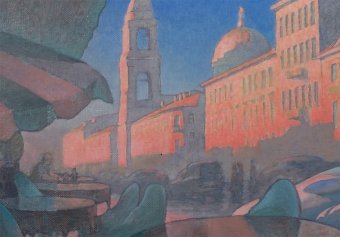 Живопис "КАФЕ НА СЬЄЗДІВСЬКІЙ. (Фрагмент", живописець Владимир Нойманн масло холст в Jose Art Gallery