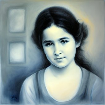 Sztuka cyfrowa "Zmysłowy portret pięknej brunetki", artysta cyfrowy MeaHau w Jose Art Gallery