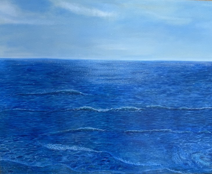 Réalisme Paysage marin Peinture "Horizon" peintre Lela Karamanishvili huile toile 