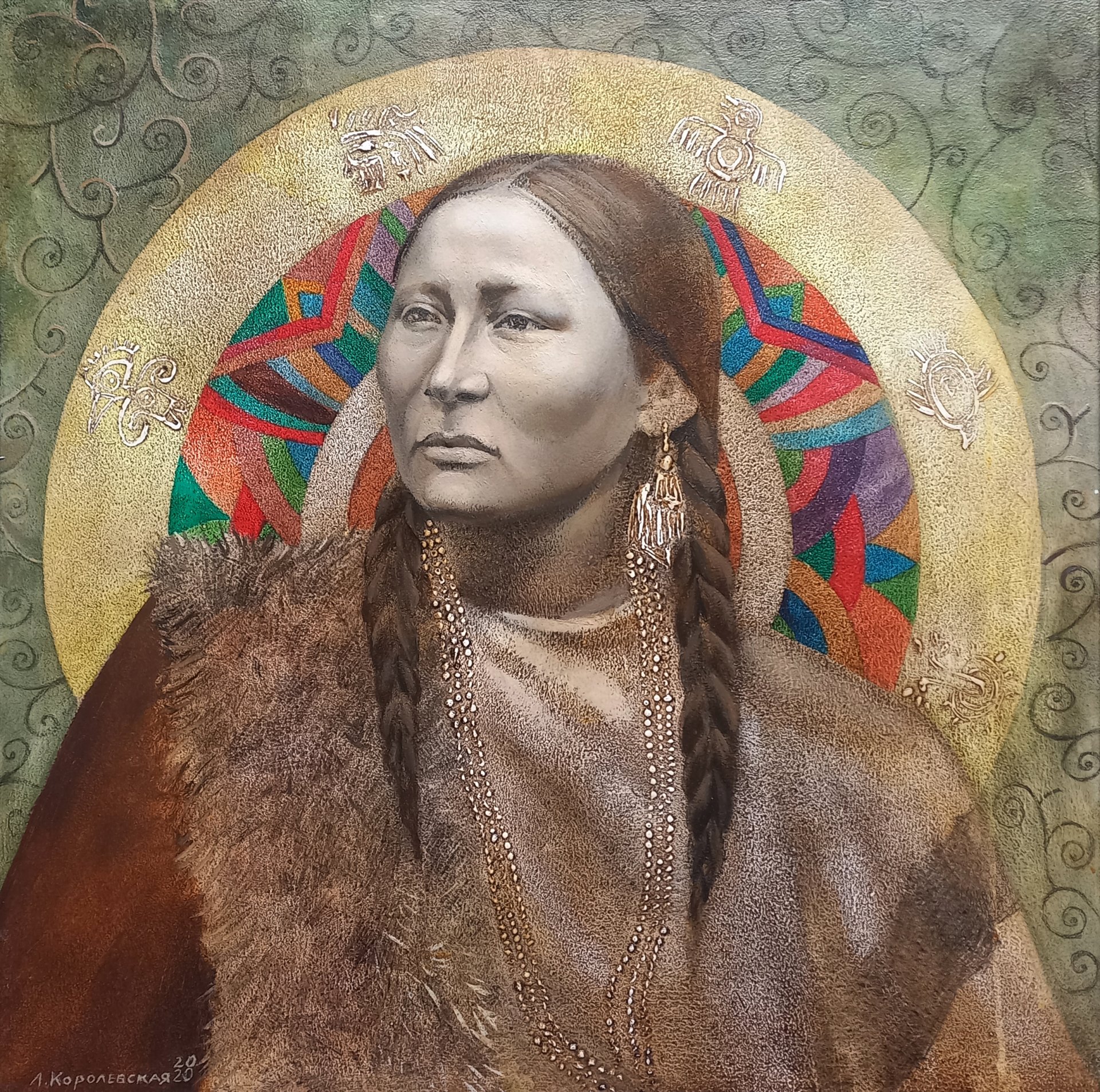 Pintura «Gioconda indiana», Lana Korolievskaia, image size:1920x1907