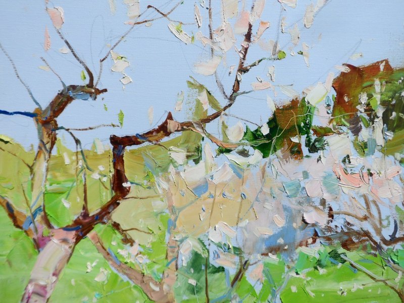 Additional view 4: Expressionism Landscape Painting Apple Orchard by painter Yehor Dulin oil canvas 