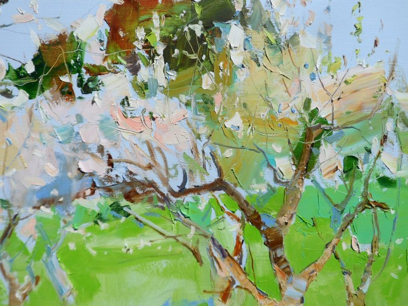 Additional view 5: Expressionism Landscape Painting Apple Orchard by painter Yehor Dulin oil canvas 