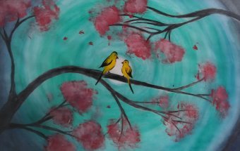 Pintura "𝗕𝗟𝗢𝗦𝗦𝗢𝗠 𝗚𝗔𝗭𝗘", pintor HUZAIFAYYYARTS óleo madera en Jose Art Gallery