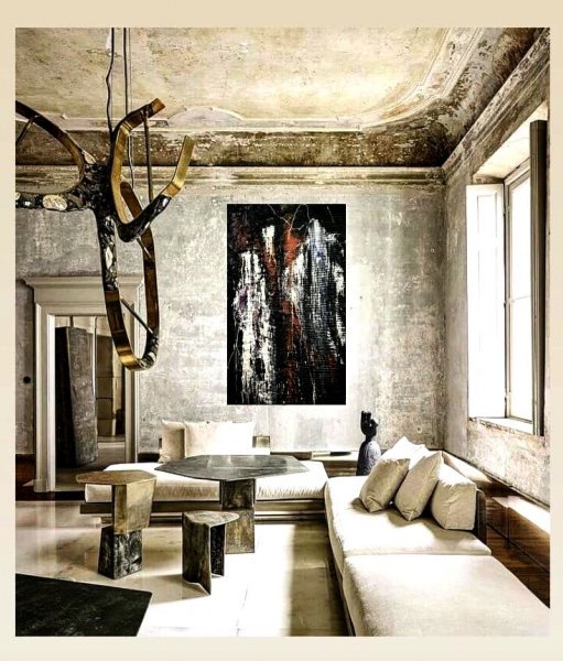 Contemporary Art Interior Painting TWO by painter ALEX SAVART mixed method wood 