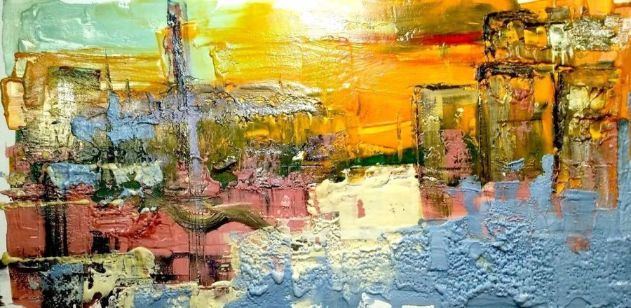 Additional view 3: Abstract Interior Painting BOGEMA by painter ALEX SAVART mixed method cardboard 