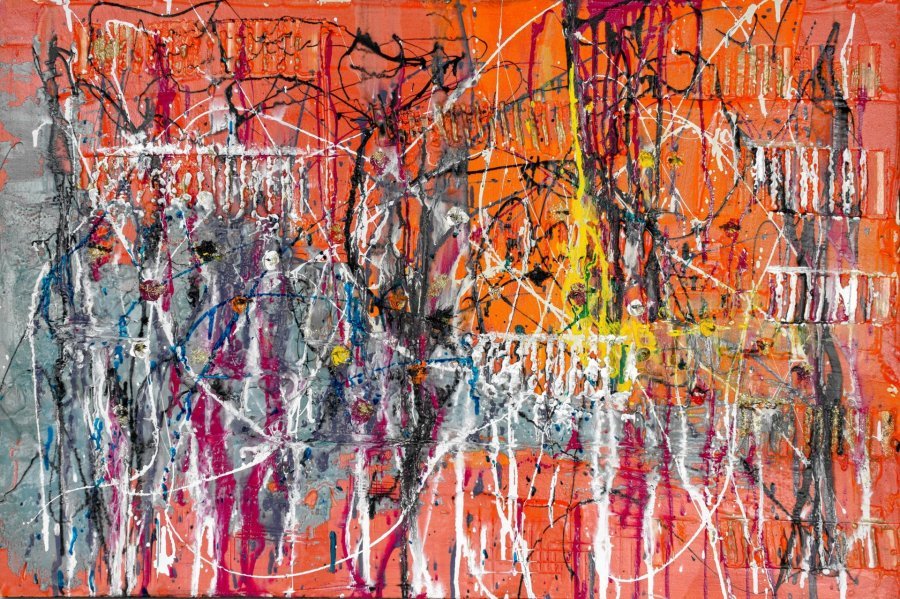 Additional view 2: Impressionism Cityscapes Painting Venetian carnival by painter ALEX SAVART mixed method wood 