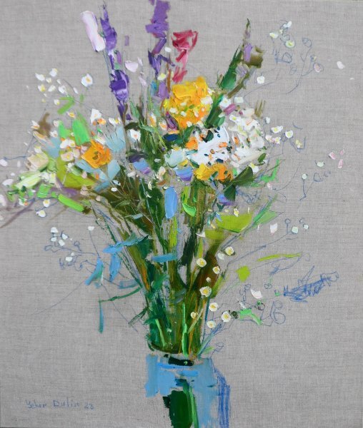 Expressionism Flower Painting Wildflowers by painter Yehor Dulin oil canvas 
