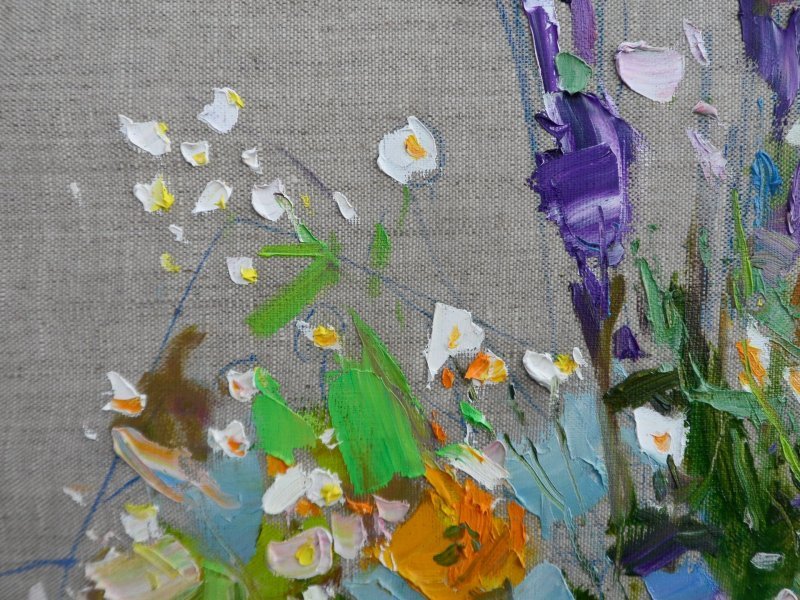 Additional view 1: Expressionism Flower Painting Wildflowers by painter Yehor Dulin oil canvas 