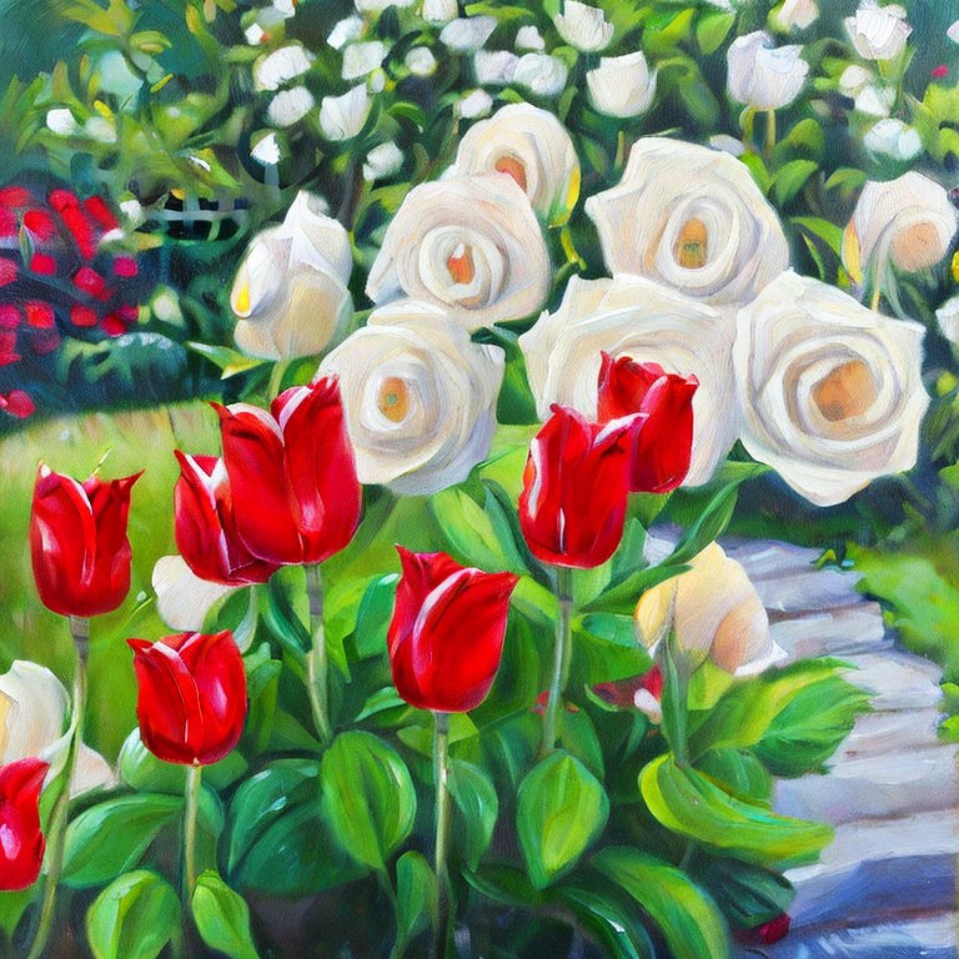 Romantic Red Roses Bouquet Magic Painting by MeaHau