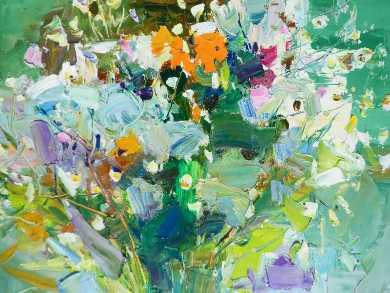 Additional view 1: Expressionism Flower Painting Wildflowers by painter Yehor Dulin oil canvas 