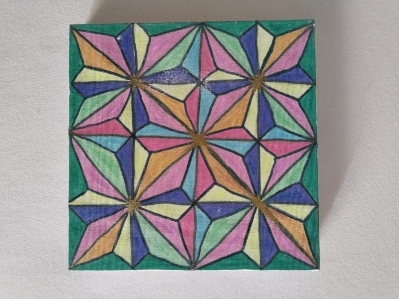 Dodatkowy obraz 7: Kubizm Miniatura Grafika "Element1357", ilustrator Mikhael MMS farba akrylowa płótno 