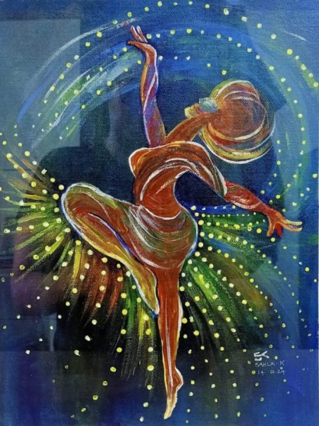 Contemporary Art Portrait Painting Symphony of Her Soul by painter SK_Art acrylic canvas 