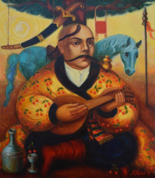 Symbolismus Mythologische Genre Malerei "Kosak Mamay" maler/-in Lesya Papiy Öl Leinwand 