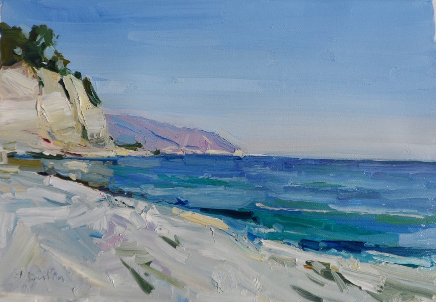 Impressionism Marine Art Painting Sunny Beach by painter Yehor Dulin oil canvas 