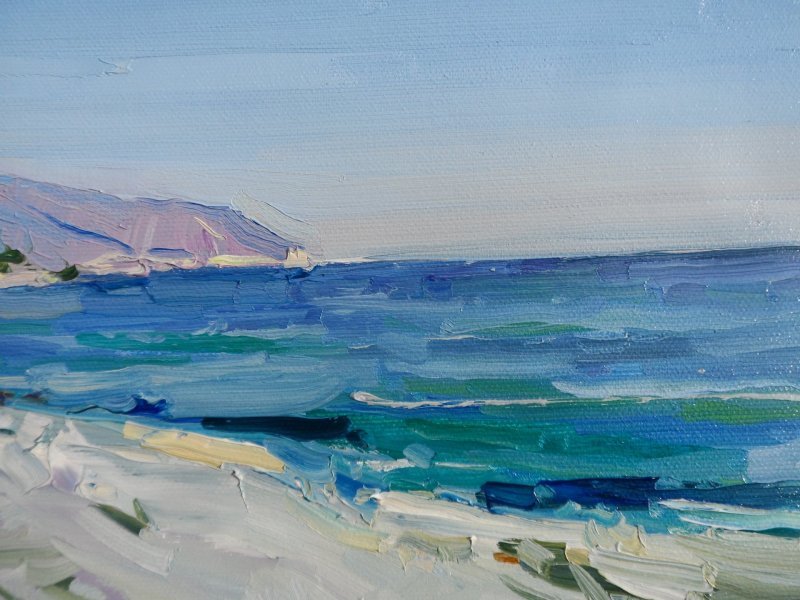 Additional view 1: Impressionism Marine Art Painting Sunny Beach by painter Yehor Dulin oil canvas 