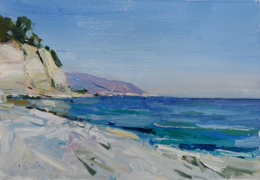 Additional view 3: Impressionism Marine Art Painting Sunny Beach by painter Yehor Dulin oil canvas 