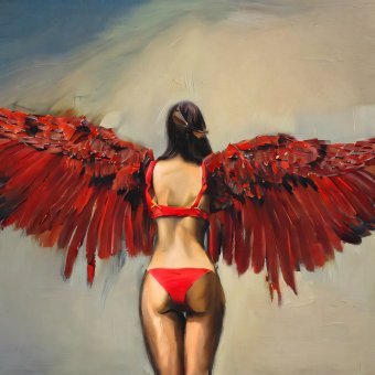 Arte digitale "Abbraccia la passione: il potere del rosso", artista digitale MeaHau alla Jose Art Gallery