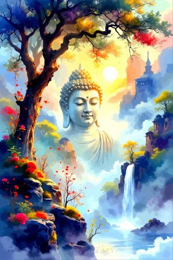Digitale Kunst "Goldener Buddha-Sonnenaufgang", digitale/-r künstler/-in Viktor Levchenko in der Jose Art Gallery