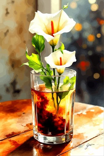 Цифрове мистецтво "Біла лілія у скляній вазі", цифровий художник Viktor Levchenko в Jose Art Gallery