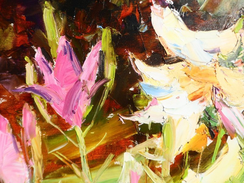 Additional view 1: Expressionism Flower Painting Lilies  flowers by painter Yehor Dulin oil canvas 