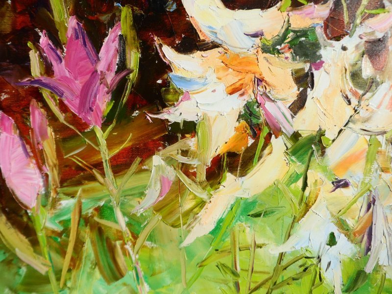 Additional view 5: Expressionism Flower Painting Lilies  flowers by painter Yehor Dulin oil canvas 