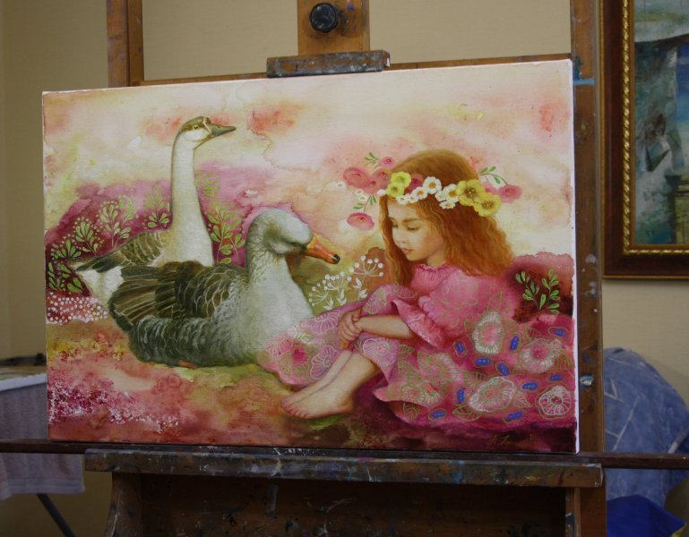 Zusätzliches Bild 2: Schöne Kunst Tiermalerei Malerei "Entspannen auf der Wiese", maler/-in Anna Dobrodiy Öl Leinwand 