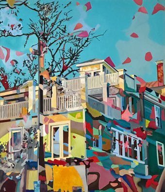 Живопись "Urban Fall", живописец Constantin Roucault масло холст в Jose Art Gallery