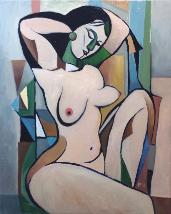 Painting "Harmony of Cubism. Female Portrait" by painter Mykola Volchko oil canvas at Jose Art Gallery