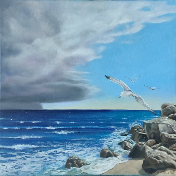 Figurative Marine Art Painting Storm by painter Emanuela De Petrillo oil canvas 