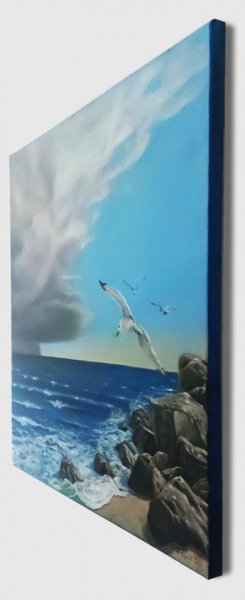 Additional view 3: Figurative Marine Art Painting Storm by painter Emanuela De Petrillo oil canvas 
