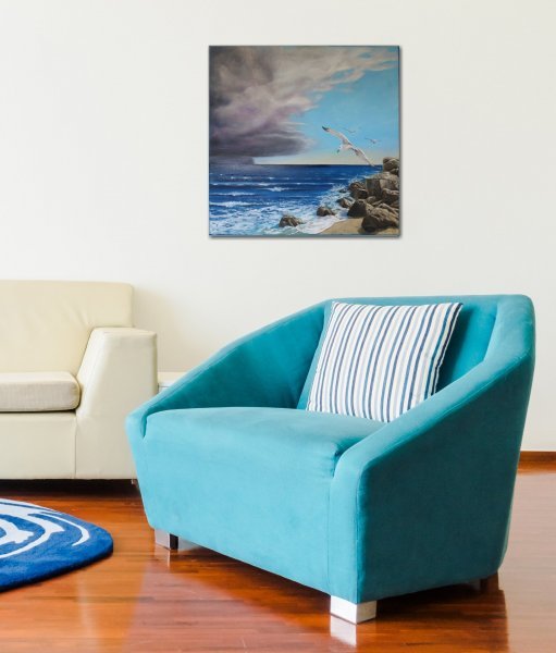 Additional view 4: Figurative Marine Art Painting Storm by painter Emanuela De Petrillo oil canvas 