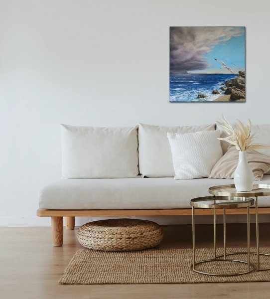 Additional view 5: Figurative Marine Art Painting Storm by painter Emanuela De Petrillo oil canvas 