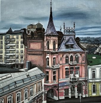 Painting "Baron's Castle Kyiv: Historical Realism 2025" by painter sofiaswan acrylic canvas at Jose Art Gallery
