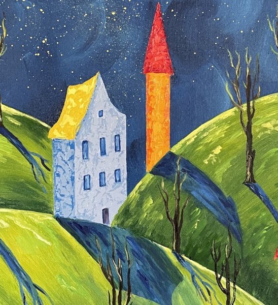 Дополнительное изображение 5: Импрессионизм Пейзаж Живопись "Мир ночи: Луна и Мечты" живописец Людмила Рябкова масло холст 