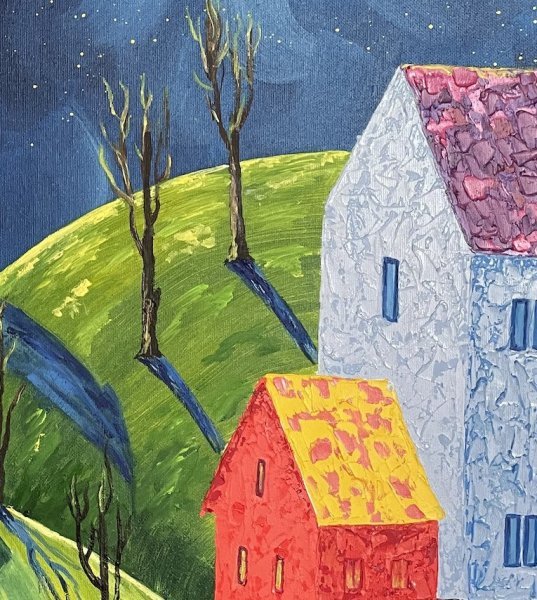 Дополнительное изображение 6: Импрессионизм Пейзаж Живопись "Мир ночи: Луна и Мечты" живописец Людмила Рябкова масло холст 