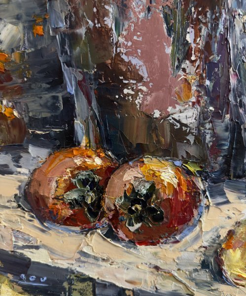 The Secret of Autumn: Persimmon and Jugs Painting by Oleg