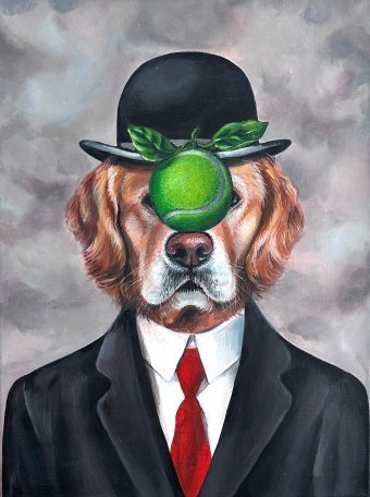 Magritte Inspired Dog in Suit