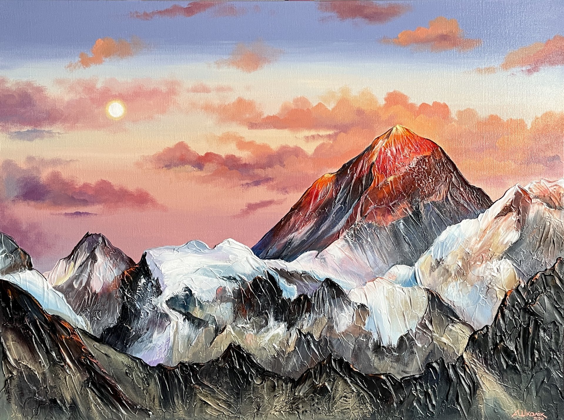 Evening Himalayas. Everest Painting by Anna Shkolik